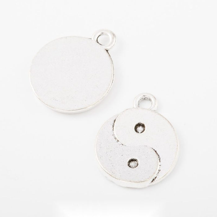 Round Yin Yang Charm Metal Jewelry Making Pieces In 1 Finish