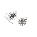Dimensional Flower Metal Connector in Antique Silver Tone view 1