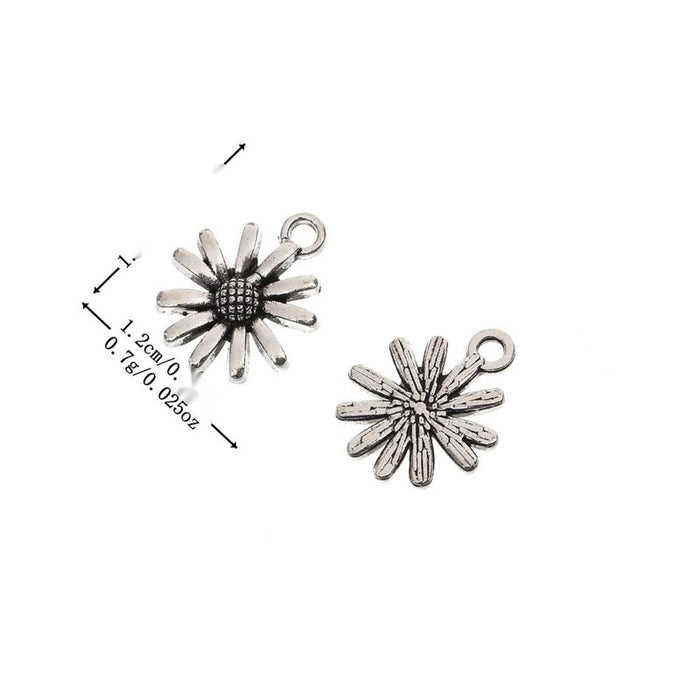 Dimensional Flower Metal Connector in Antique Silver Tone