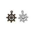 Open Ship Wheel Charm in 2 Metal Finishes for Jewelry Making view 1