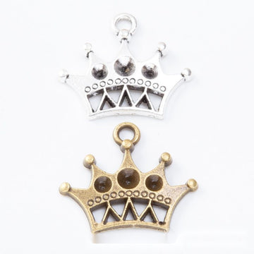 Double Loop Openwork Crown Connector Charms in Two Finishes