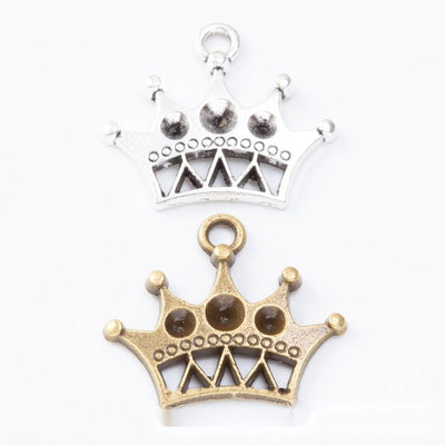 Front and finish comparison of openwork crown connector charm
