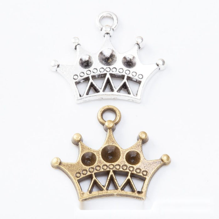 Double Loop Openwork Crown Connector Charms in Two Finishes