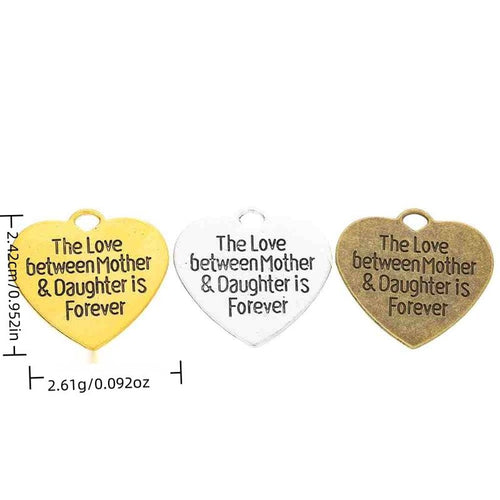 Finish overview of mother and daughter forever heart metal charm
