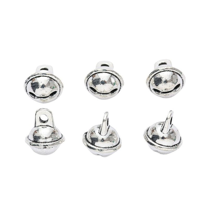Antique Silver Round Jingle Bell Metal Pendant Charm