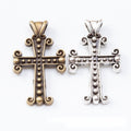 Ornate Cross Pendant with Dotted Face in Two Antique Finishes view 1