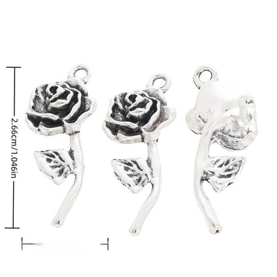 Rose Stem metal charm displaying front and reverse sides