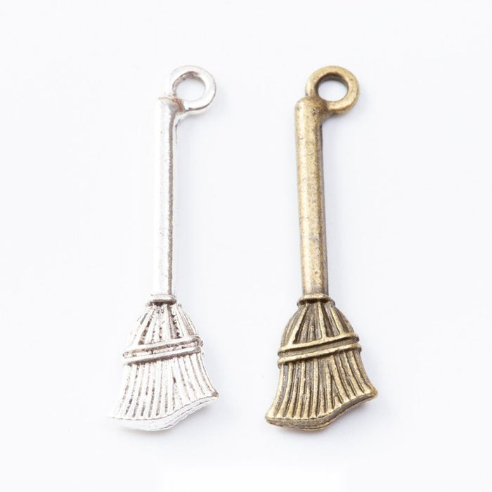 Long Handled Broom Charm Metal Jewelry Making Pieces