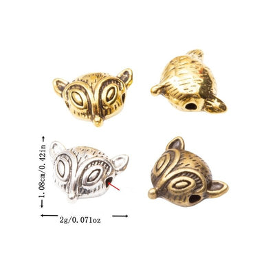 Product photo 1 of the fox head spacer bead highlighting its sculpted fox head with a horizontal threading hole
