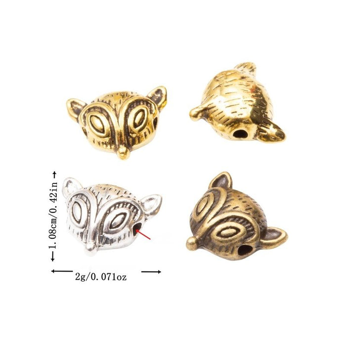 Fox Head Spacer Bead in 3 Metal Finishes for Jewelry Making
