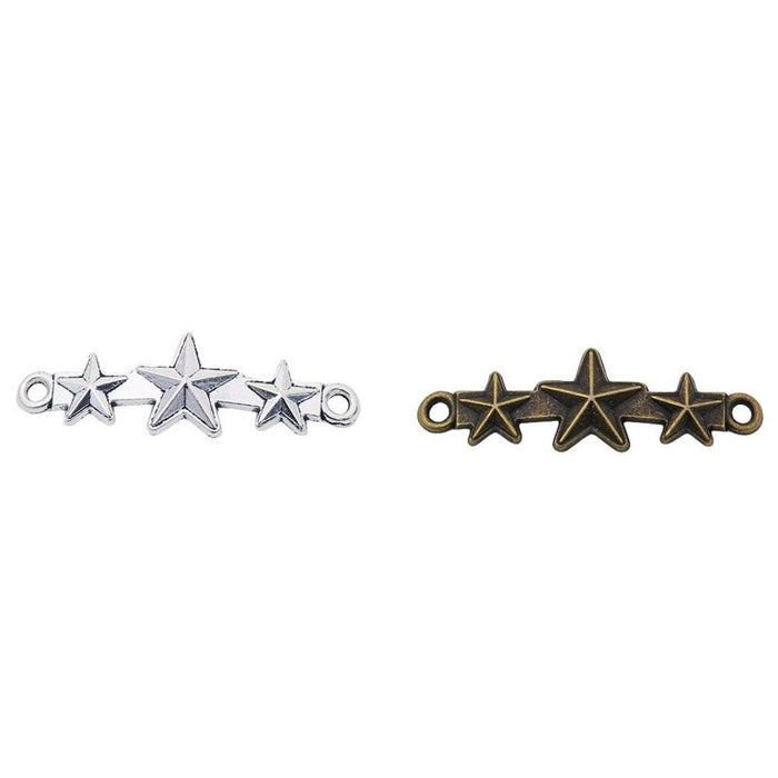 Five Star Bar Connector in 2 Metal Finishes for Jewelry Making