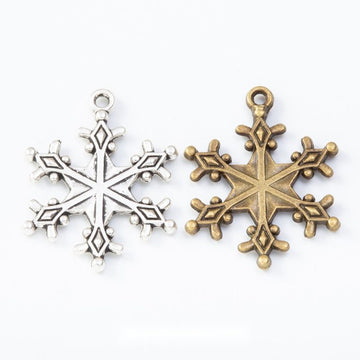Vintage Detailed Snowflake Charm in 2 Finishes for DIY Jewelry Making