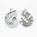 Spiral Nautilus Shell Pendant Charm in Antique Silver Tone view 1