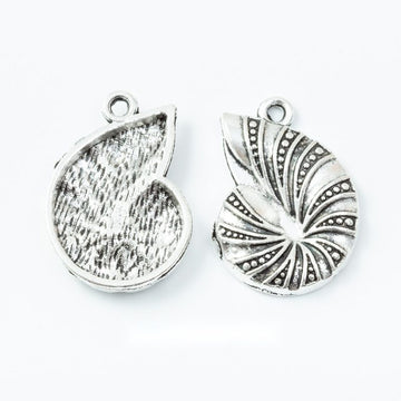 Spiral Nautilus Shell Pendant Charm in Antique Silver Tone