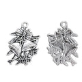 Antique Silver Holly Leaves and Bells Christmas Charm view 1