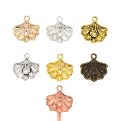 Front view of ridged seashell charm showing finish variation 1