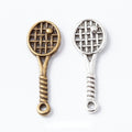 Badminton Racket-Shaped Metal Charm Pendants in 2 Finishes view 1