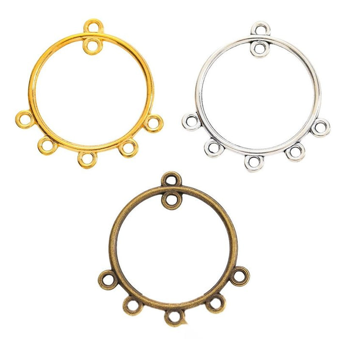 Five-Loop Round Metal Connector Components in 3 Finishes