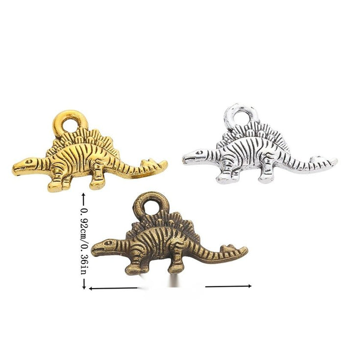 Stegosaurus Dinosaur Metal Charm in Textured Metal for Jewelry Making