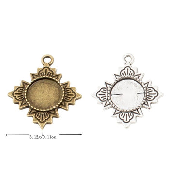 Vintage Finish Metal Floral Round Cabochon Settings in 2 Style Options