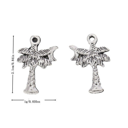 Antique Silver palm tree charm shown in an overview
