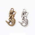 Sitting Mermaid Metal Charm in Antique Bronze and Silver view 1