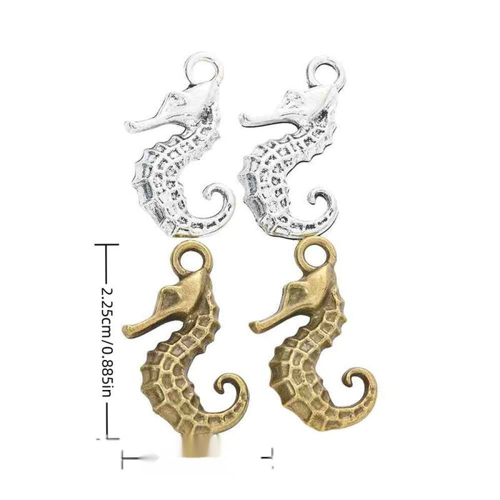 Curled Seahorse Metal Charms in Antique Bronze and Silver Finishes