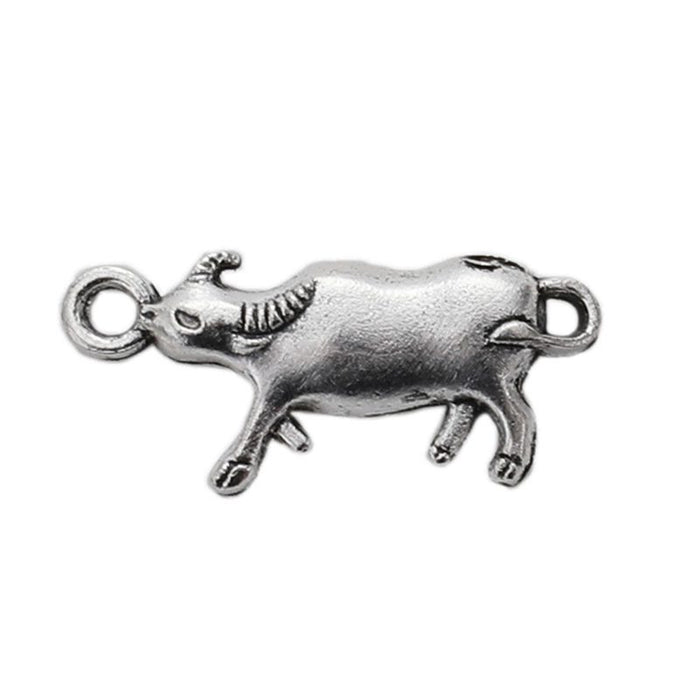 Side-Profile Bull Metal Charm in Antique Silver Finish