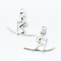 Snowboarder Girl Metal Charm for Jewelry Making in Antique Silver view 1