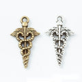 Caduceus Charm in 2 Metal Finishes for Jewelry Making view 1