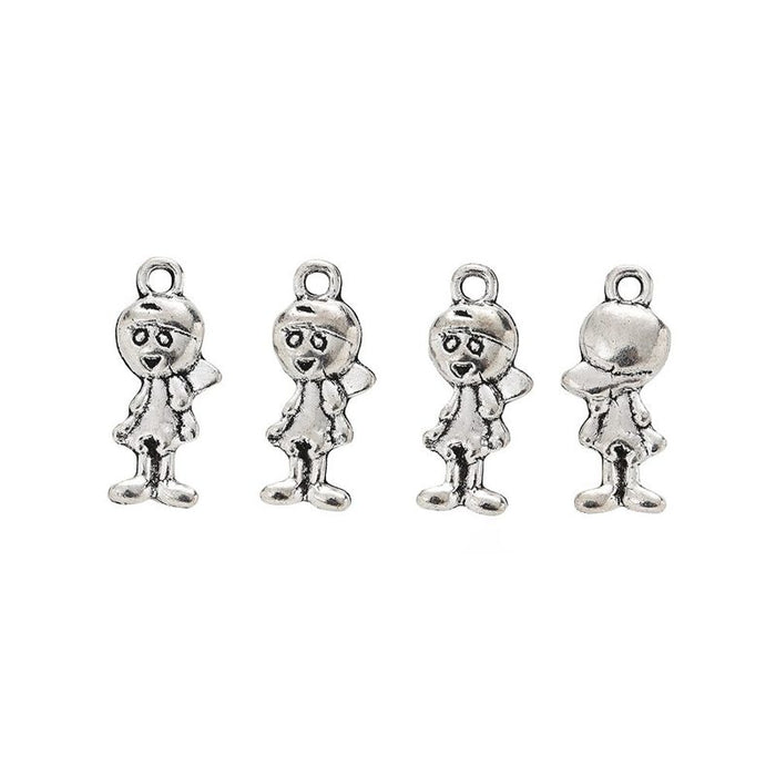 Hat Girl Detailed Metal Charm in 1 Finish for Crafting