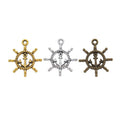 Anchor Center Ship Wheel Charms in Antique Bronze, Antique Gold, Antique Silver view 1