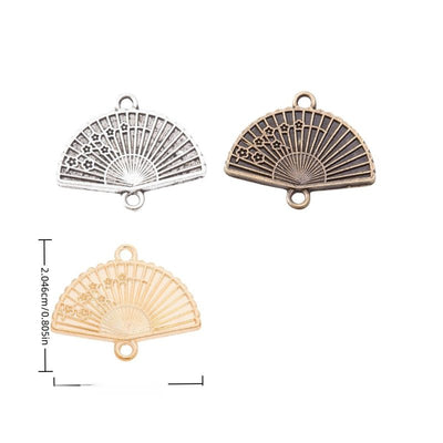 Finish overview of floral folding fan connector metal charm