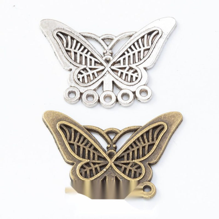 Wide Butterfly Connector Charm in 2 Metal Finishes for Jewelry Making