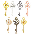 Rose Key Charm in 7 Metal Finishes for Jewelry Making view 1