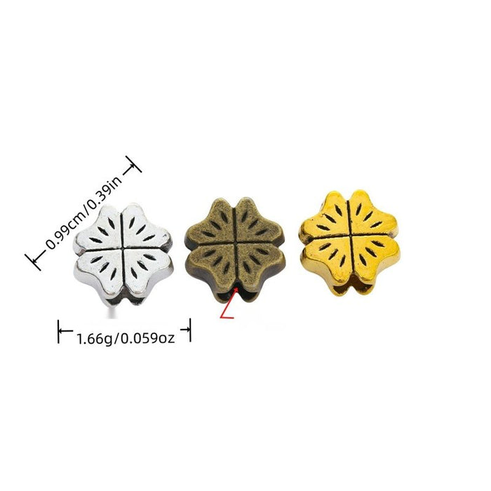 Four Leaf Clover Slider Bead in 3 Metal Finishes for Jewelry Making