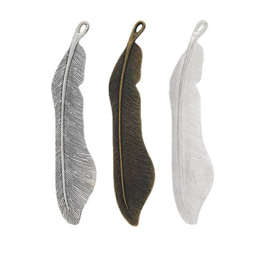 Slim Curved Feather Charm Metal Jewelry Making Pieces