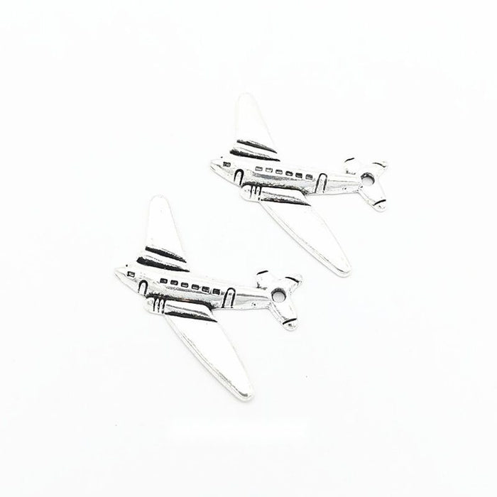 Airplane Metal Charm Pendant with Detailed Wings for Jewelry Making