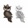 Large Eye Owl Metal Charms in Two Antique Finishes view 1