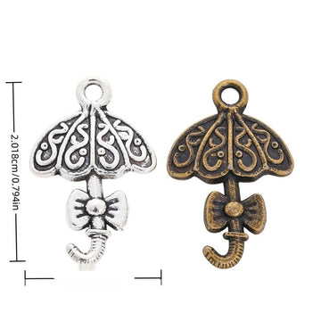 Bow Umbrella Vintage Metal Charm Pendant for Jewelry Making