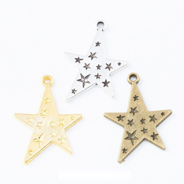 Cutout Star Metal Charm in 3 Distinct Finishes for Jewelry Making