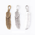 Feather Leaf-Shaped Metal Charm Pendants in 2 Finishes view 1