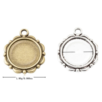 Grouped front views of round floral bezel charms