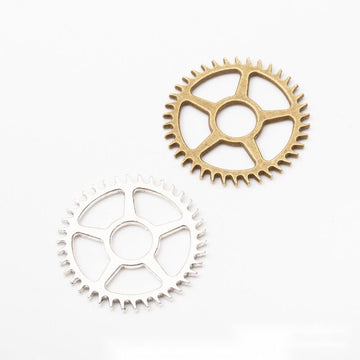 Openwork Gear Charm In Antique Silver and Antique Bronze Metal Finish