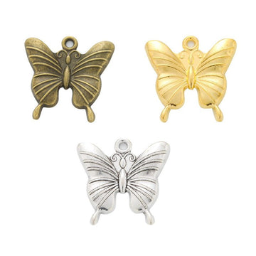 Layered Butterfly Charm In 3 Metal Finishes For Jewelry Making