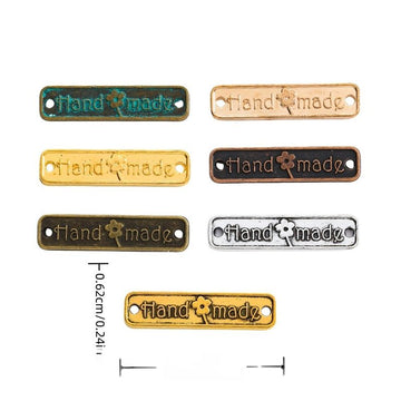 Hand Made Two Hole Connector Metal Tags in Seven Finishes