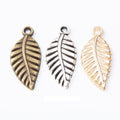 Veined Leaf Metal Charm in Three Metallic Finishes view 1
