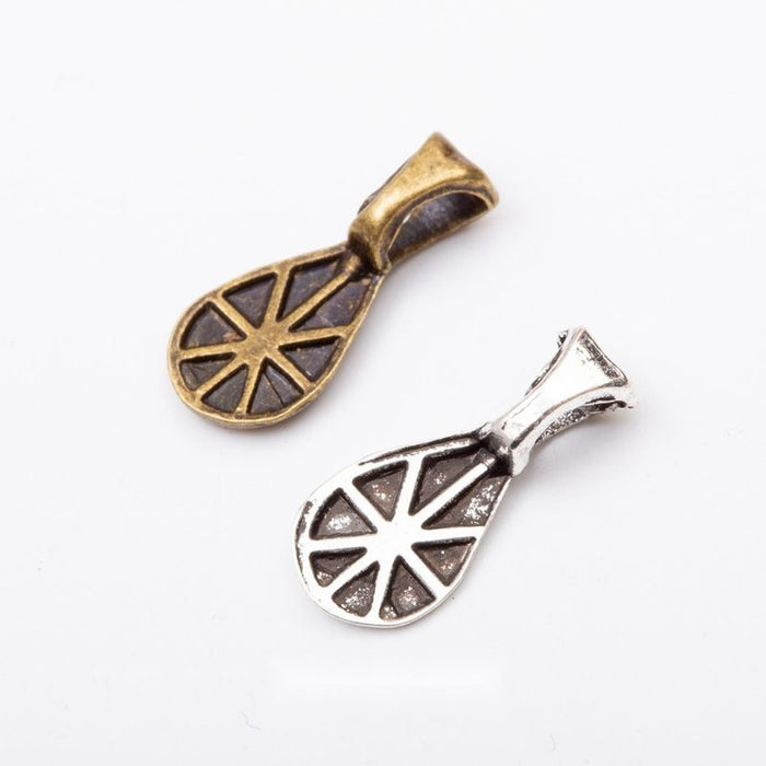 Fan Pattern Bail Charm in 2 Metal Finishes for Jewelry Making