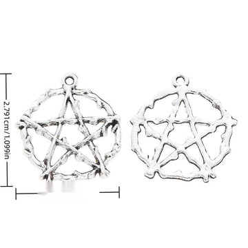 Antique Silver Open Pentagram Circle Charms for Jewelry Making