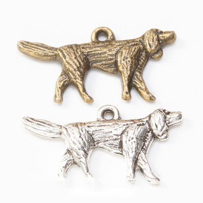 Walking dog metal component, grouped front view on white